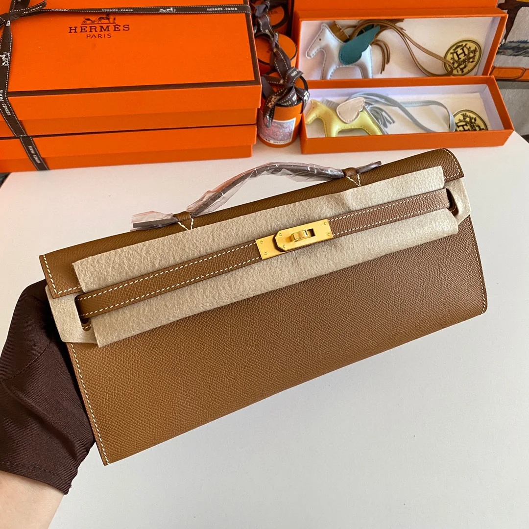 HERMES Top Handle Bags Epsom Leather (Brown-Gold) 31CM H00202608091095