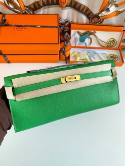 HERMES Top Handle Bags Epsom Leather (Green-Beige) 31CM H00202608091084
