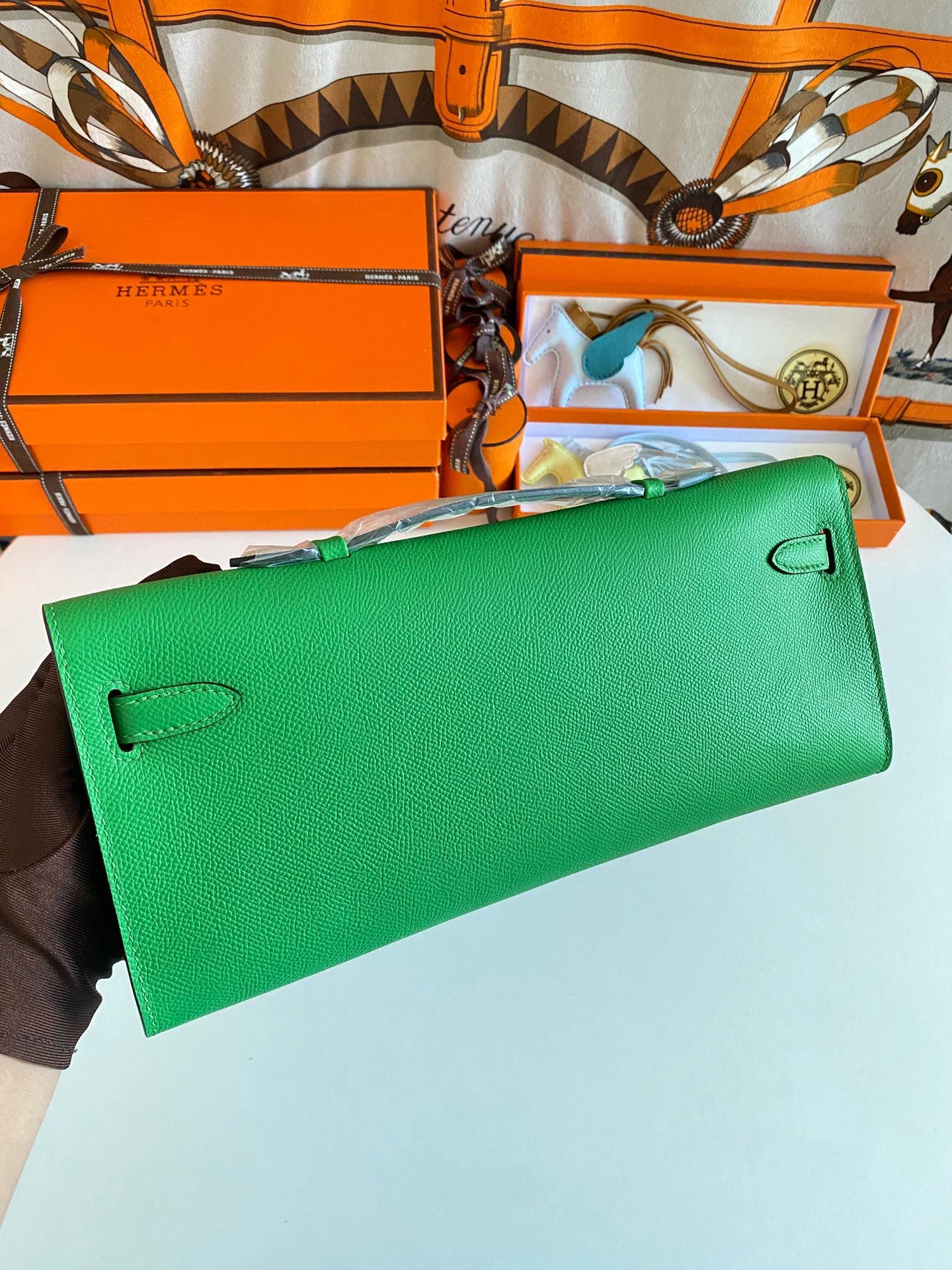 HERMES Top Handle Bags Epsom Leather (Green-Beige) 31CM H00202608091084 - Image 3