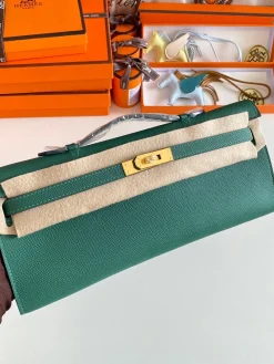 HERMES Top Handle Bags Epsom Leather (Green-Gold) 31CM H00202608091092