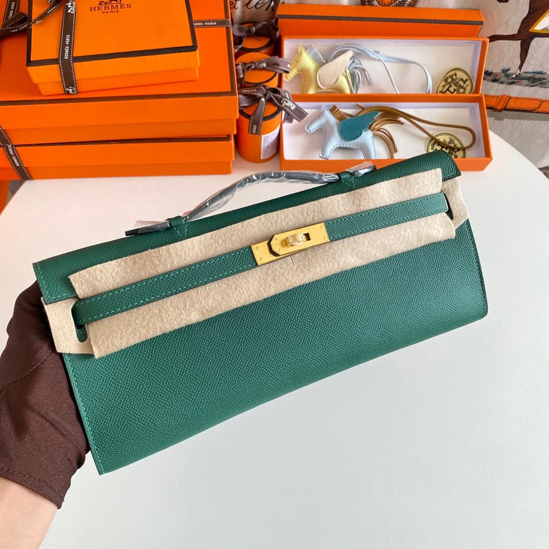 HERMES Top Handle Bags Epsom Leather (Green-Gold) 31CM H00202608091092