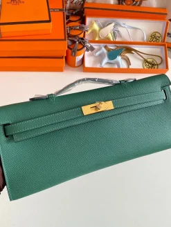 Alternative view of HERMES Top Handle Bags Epsom Leather (Green-Gold) 31CM H00202608091092