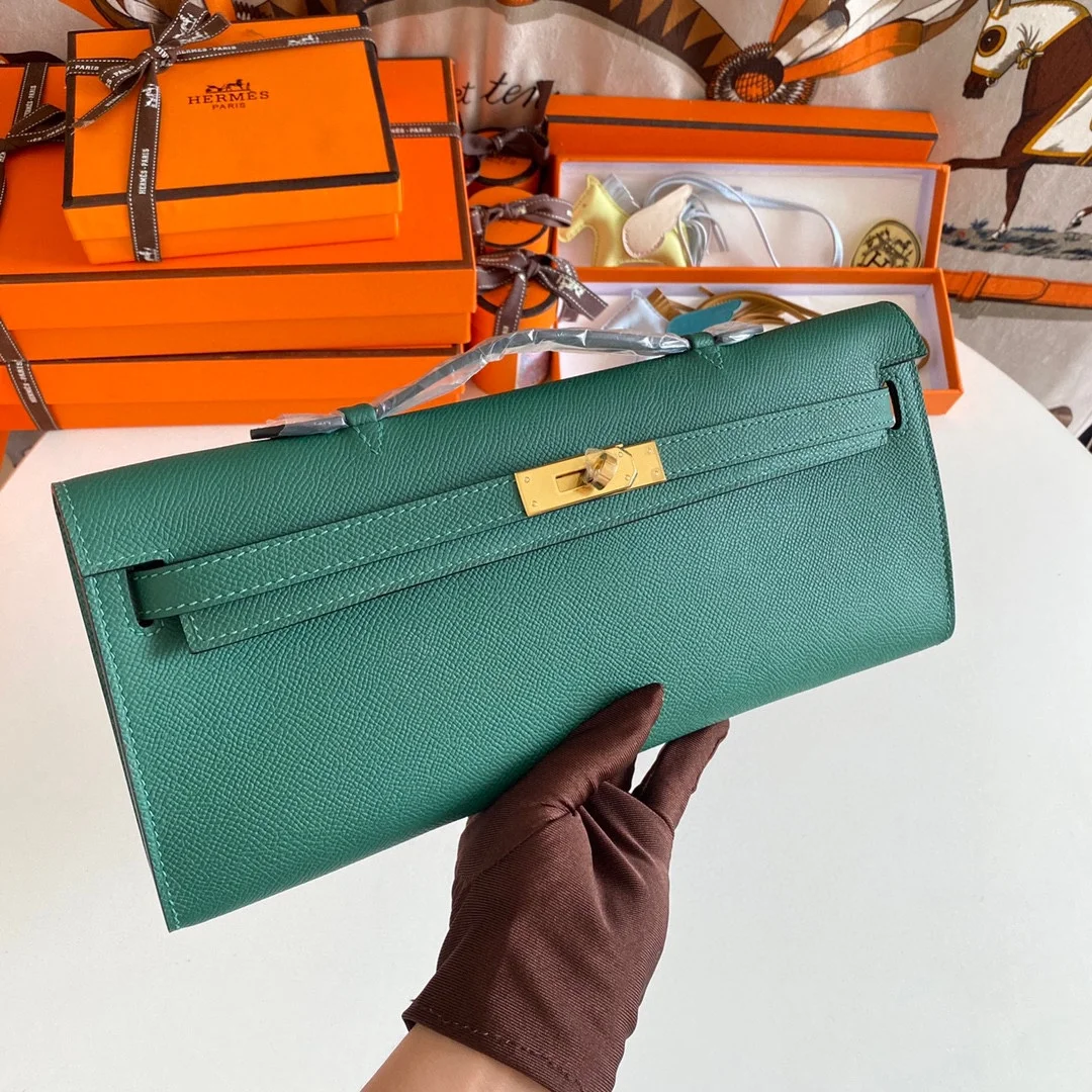 HERMES Top Handle Bags Epsom Leather (Green-Gold) 31CM H00202608091092 - Image 9