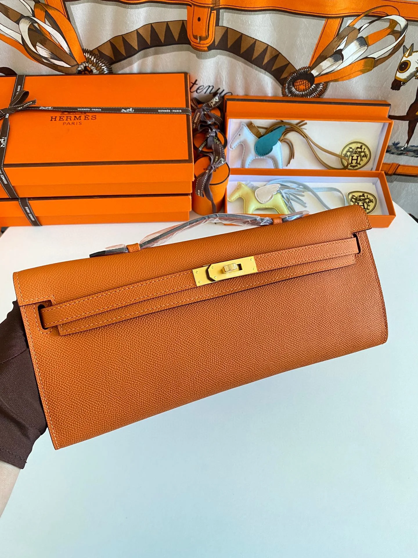 HERMES Top Handle Bags Epsom Leather (Orange-Gold) 31CM H00202608091089 - Image 2