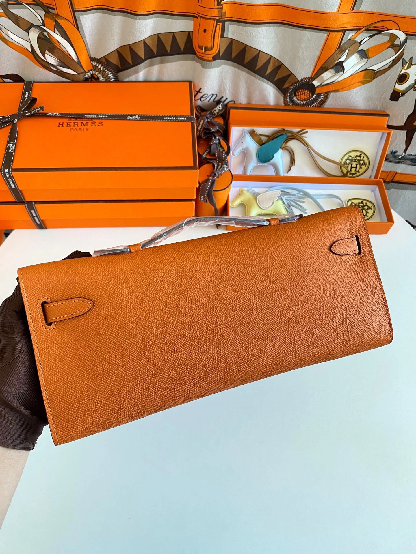HERMES Top Handle Bags Epsom Leather (Orange-Gold) 31CM H00202608091089 - Image 3