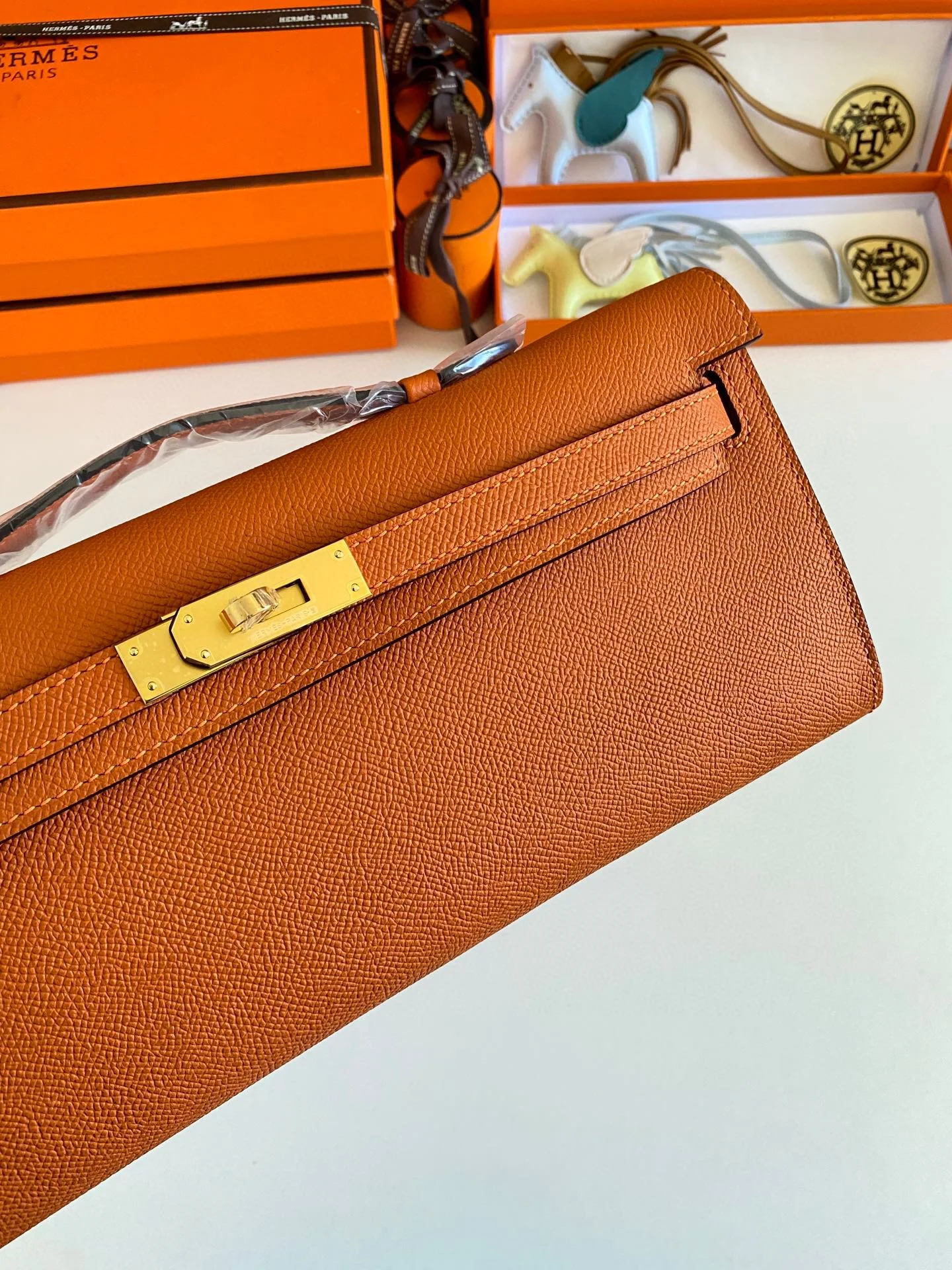 HERMES Top Handle Bags Epsom Leather (Orange-Gold) 31CM H00202608091089 - Image 5