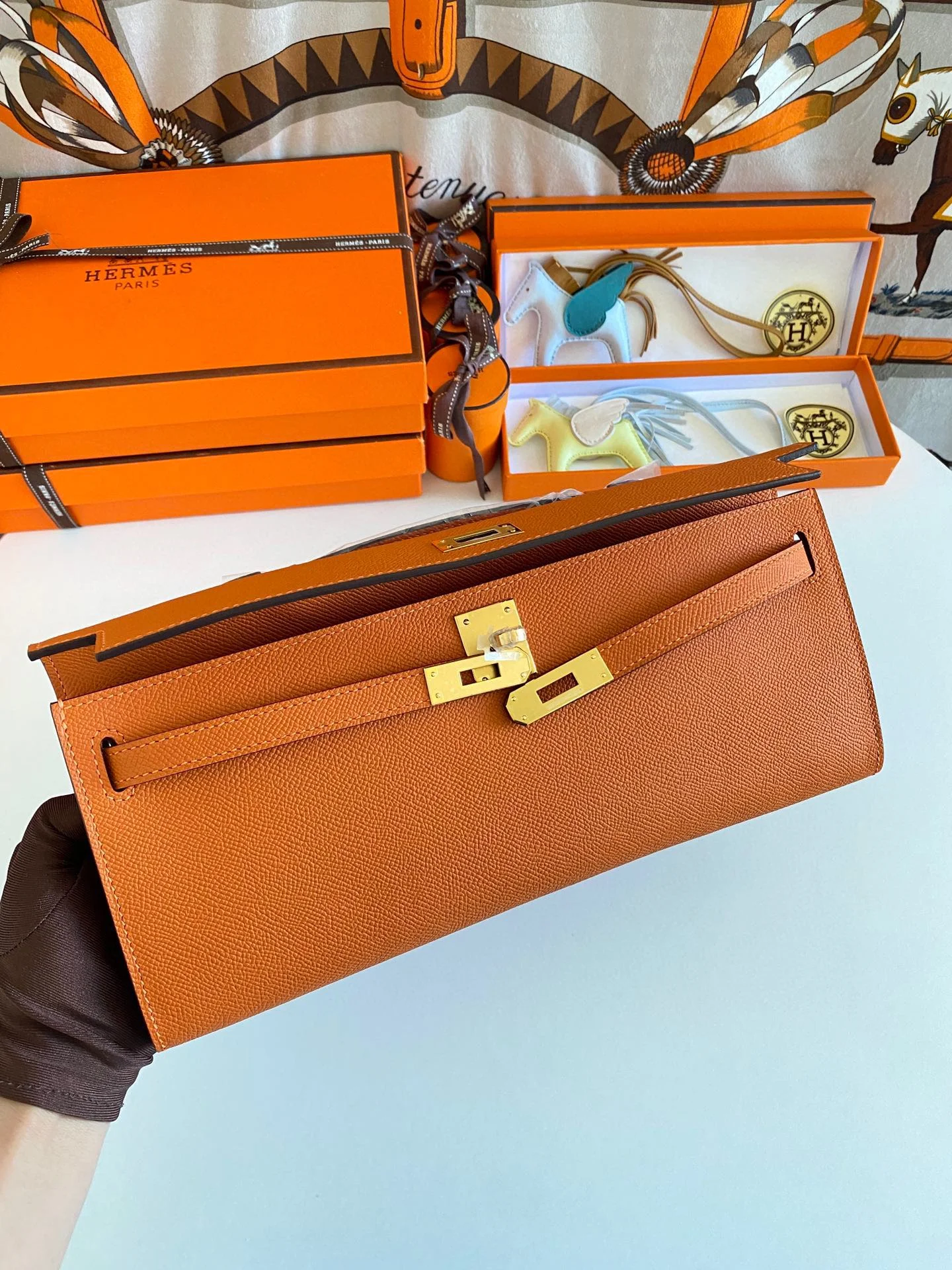 HERMES Top Handle Bags Epsom Leather (Orange-Gold) 31CM H00202608091089 - Image 7