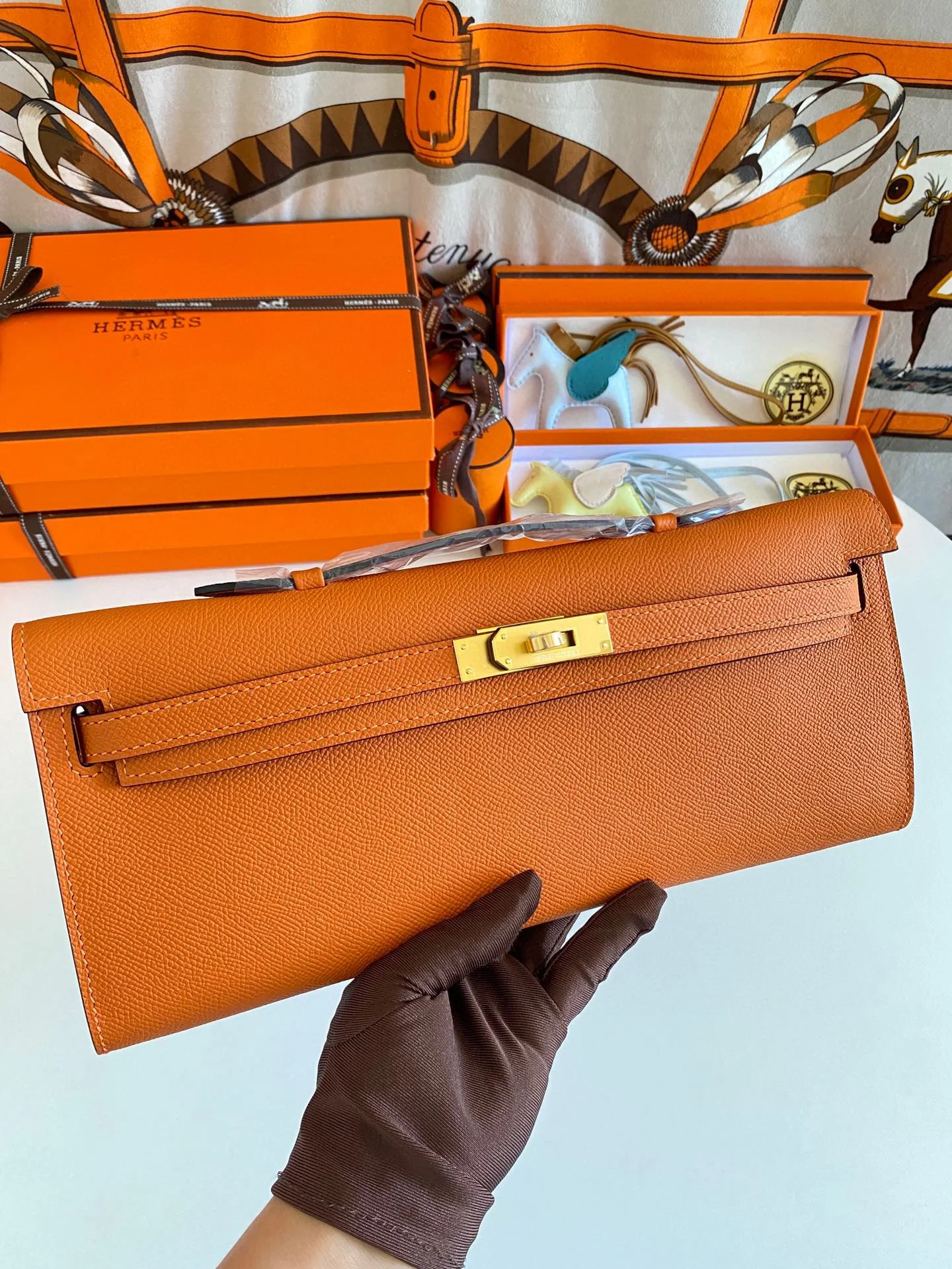 HERMES Top Handle Bags Epsom Leather (Orange-Gold) 31CM H00202608091089 - Image 8