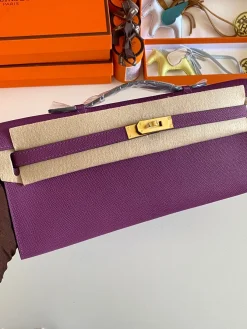 HERMES Top Handle Bags Epsom Leather (Purple-Gold) 31CM H00202608091091
