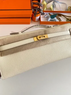 HERMES Top Handle Bags Epsom Leather (White-Gold) 31CM H00202608091093