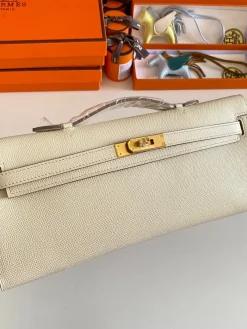 Alternative view of HERMES Top Handle Bags Epsom Leather (White-Gold) 31CM H00202608091093