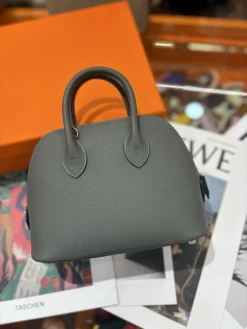 Alternative view of HERMES Top Handle Bags Evercolor Leather (Gray) One Size A050202608090090