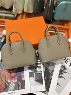 HERMES Top Handle Bags Leather (Beige) One Size A050202608090089