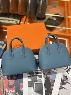 HERMES Top Handle Bags Leather (Blue) One Size A050202608090079