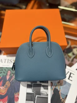 Alternative view of HERMES Top Handle Bags Leather (Blue) One Size A050202608090079