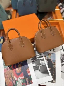 HERMES Top Handle Bags Leather (Brown) One Size A050202608090080