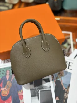 Alternative view of HERMES Top Handle Bags Leather (Brown-White) One Size A050202608090088