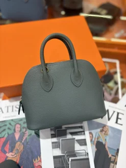 Alternative view of HERMES Top Handle Bags Leather (Gray-Green) One Size A050202608090078