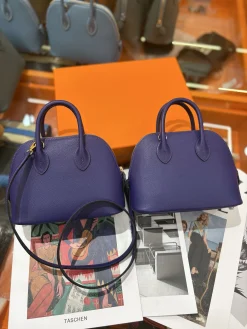 HERMES Top Handle Bags Leather (Purple-Black) One Size A050202608090076