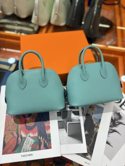 HERMES Top Handle Bags Leather (Turquoise) One Size A050202608090087