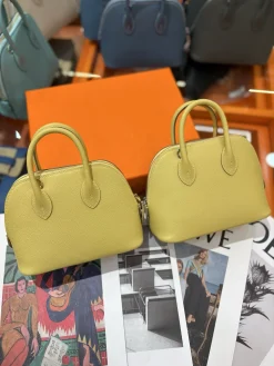 HERMES Top Handle Bags Leather (Yellow) One Size A050202608090081