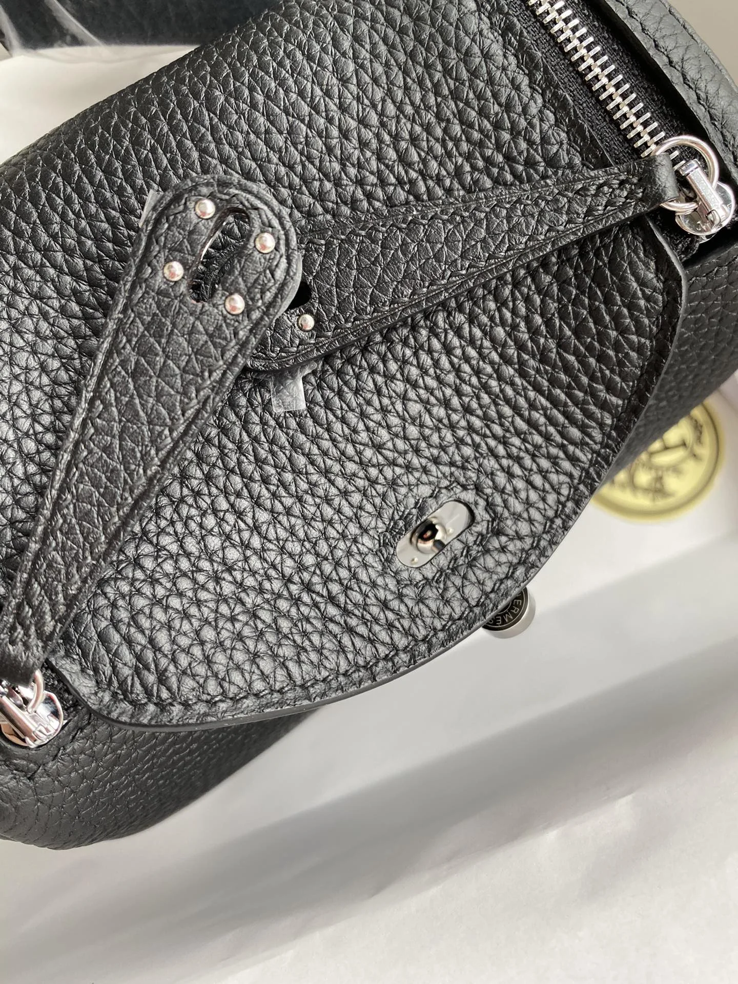 HERMES Top Handle Bags TC Leather (Black-Silver) 19CM H50202608090389 - Image 5