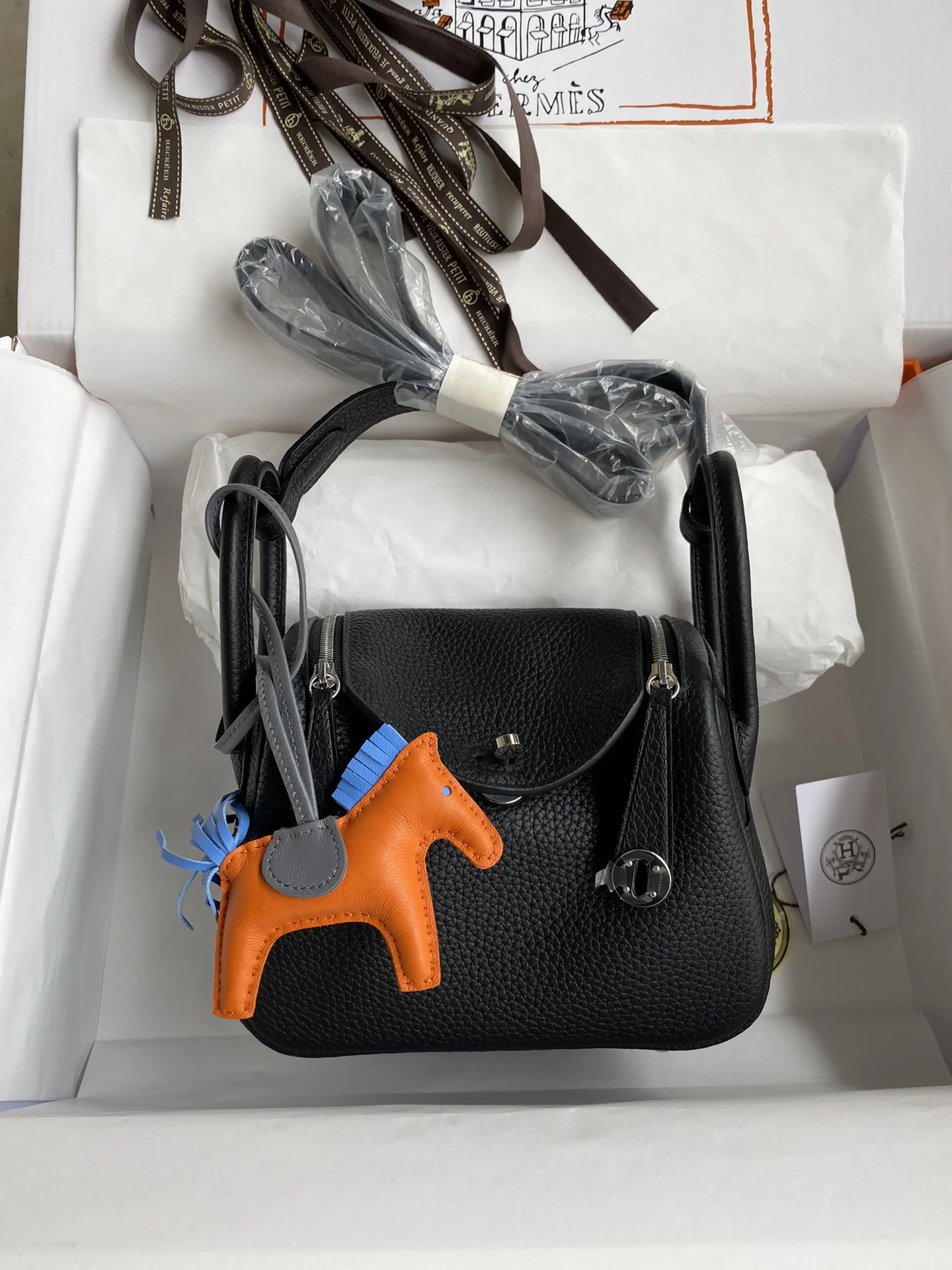 HERMES Top Handle Bags TC Leather (Black-Silver) 19CM H50202608090389 - Image 9