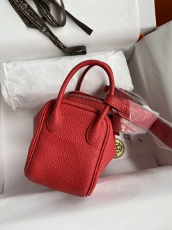Alternative view of HERMES Top Handle Bags TC Leather (Red-Silver) 19CM H50202608090391