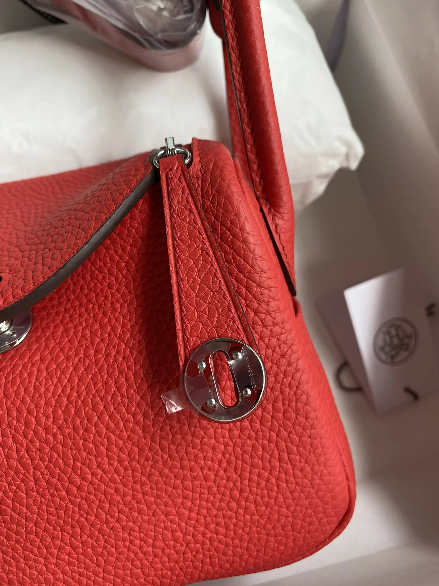 HERMES Top Handle Bags TC Leather (Red-Silver) 19CM H50202608090391 - Image 3