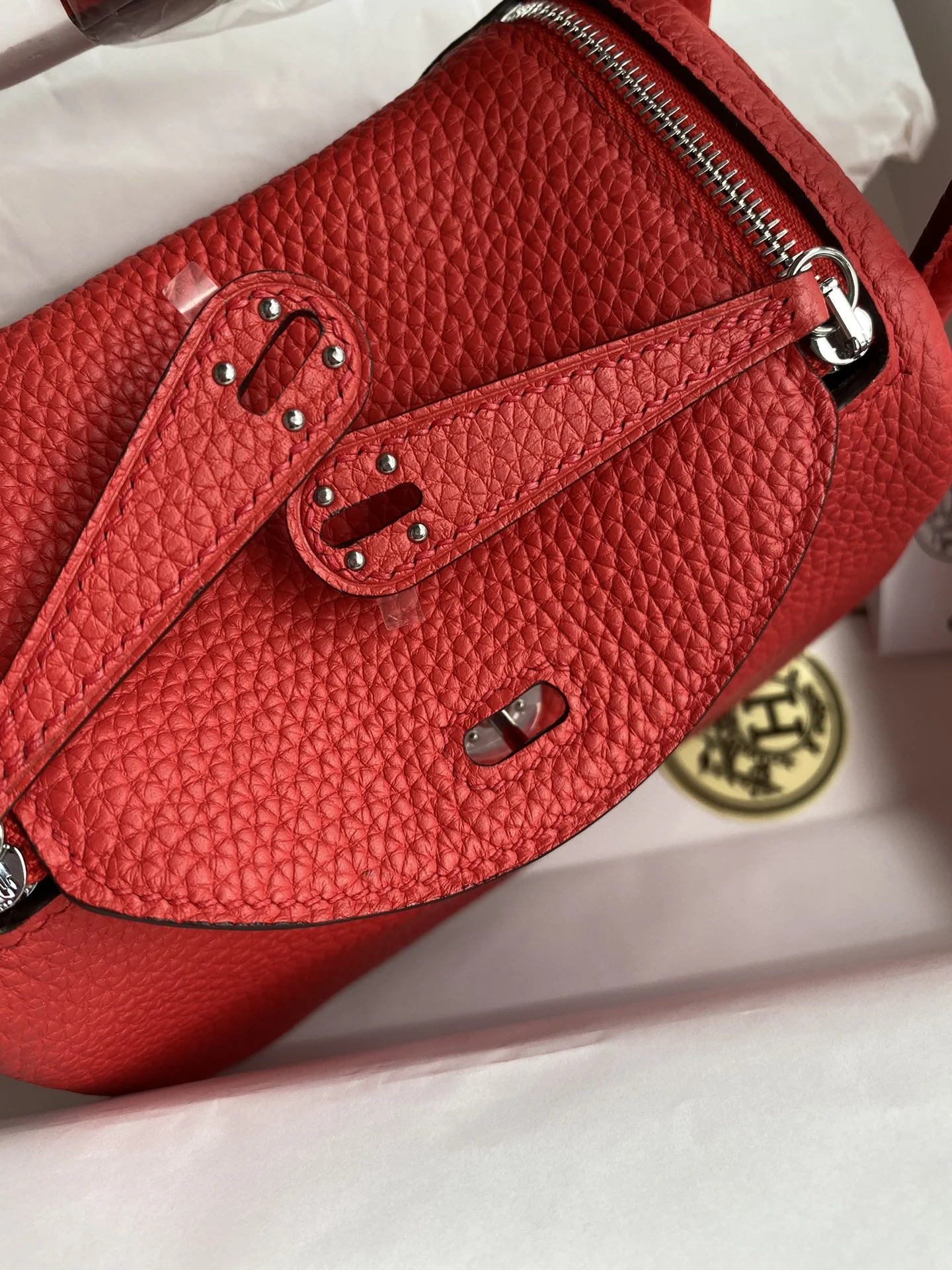 HERMES Top Handle Bags TC Leather (Red-Silver) 19CM H50202608090391 - Image 5