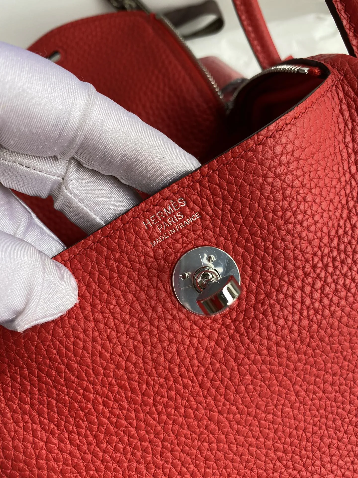 HERMES Top Handle Bags TC Leather (Red-Silver) 19CM H50202608090391 - Image 7