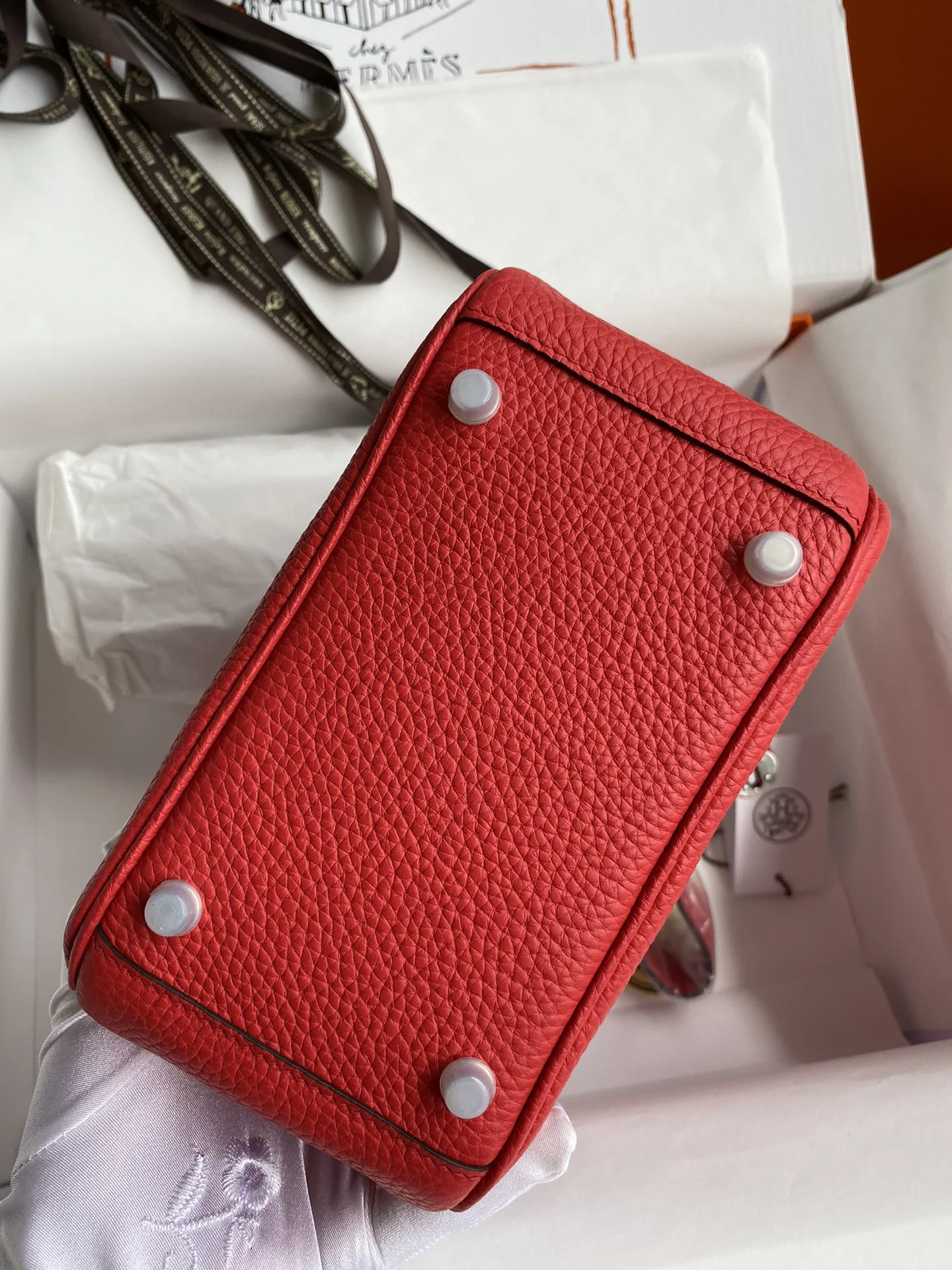HERMES Top Handle Bags TC Leather (Red-Silver) 19CM H50202608090391 - Image 8