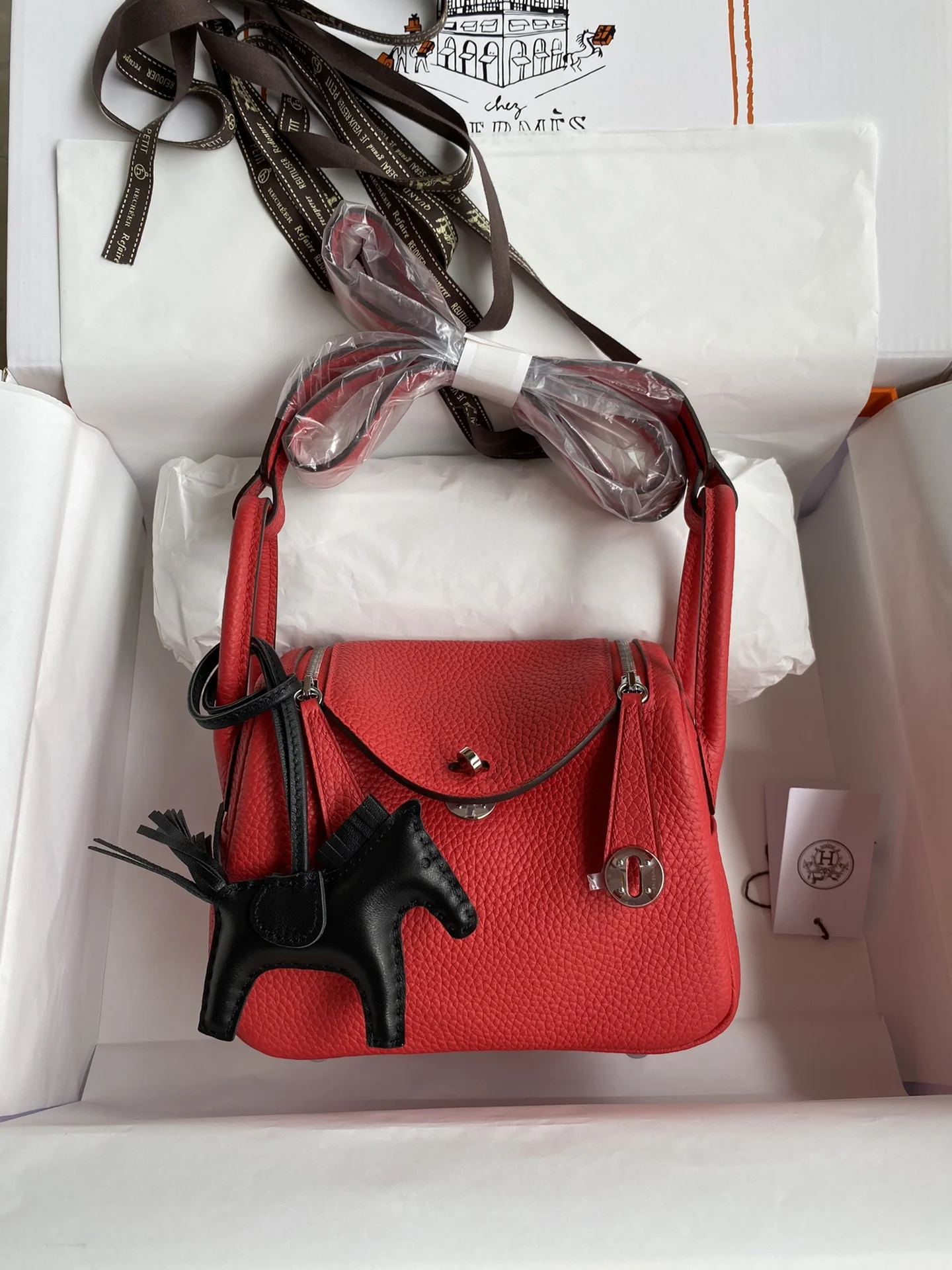 HERMES Top Handle Bags TC Leather (Red-Silver) 19CM H50202608090391 - Image 9