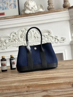HERMES Totes Bags Canvas Negonda (Blue-Black) 23CM G60202608090954