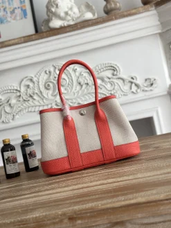 HERMES Totes Bags Canvas Negonda Leather (Beige-Orange) 23CM G60202608090961
