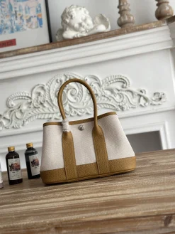 HERMES Totes Bags Canvas Negonda (White-Tan) 23CM G60202608090960