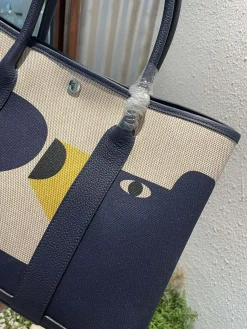 Alternative view of HERMES Totes Bags Canvas Togo Leather (Beige-Navy) One Size A000202608090060