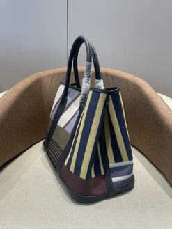 Alternative view of HERMES Totes Bags Canvas Togo Leather (Blue-Brown) 36CM A000202608090041