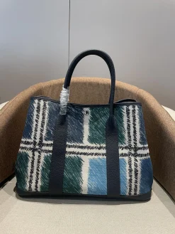 HERMES Totes Bags Canvas Togo Leather (Blue-Green-White-Black) One Size A000202608090043