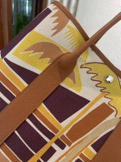Alternative view of HERMES Totes Bags Canvas Togo Leather (Brown-Yellow) 36CM A000202608090064