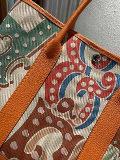 Alternative view of HERMES Totes Bags Canvas Togo Leather (Orange-Multi) One Size A000202608090062