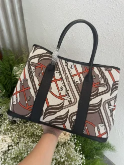 HERMES Totes Bags Canvas Togo Leather (White-Brown-Black-Orange) ONE SIZE A000202608090055