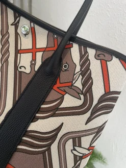 Alternative view of HERMES Totes Bags Canvas Togo Leather (White-Brown-Black-Orange) ONE SIZE A000202608090055