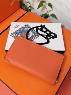 Alternative view of HERMES Wallet Bags Epsom Leather (Orange) 20X11 C80202608091014