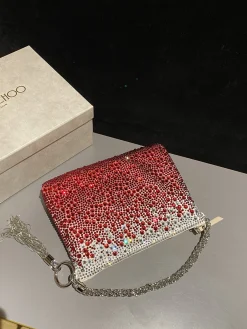 Alternative view of JIMMY CHOO Clutches Bags Satin Crystal (Red-Silver) 26X20X3CM H50202608100208