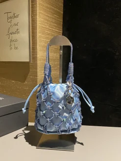 JUDITH LEIBER Clutches Bags Satin Crystal (Blue) 15X11X18CM E80202608100201