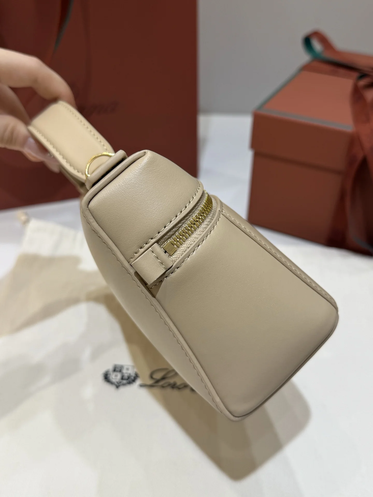 LORO PIANA Shoulder Bags Saddle Leather (Beige-Gold) 23X12XCM F50202608100456 - Image 4