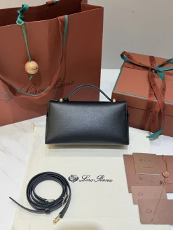 Alternative view of LORO PIANA Shoulder Bags Saddle Leather (Black-Gold) 23X12CM F50202608100461