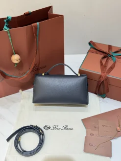 Alternative view of LORO PIANA Shoulder Bags Saddle Leather (Black-Gold) 23X12XCM F50202608100459