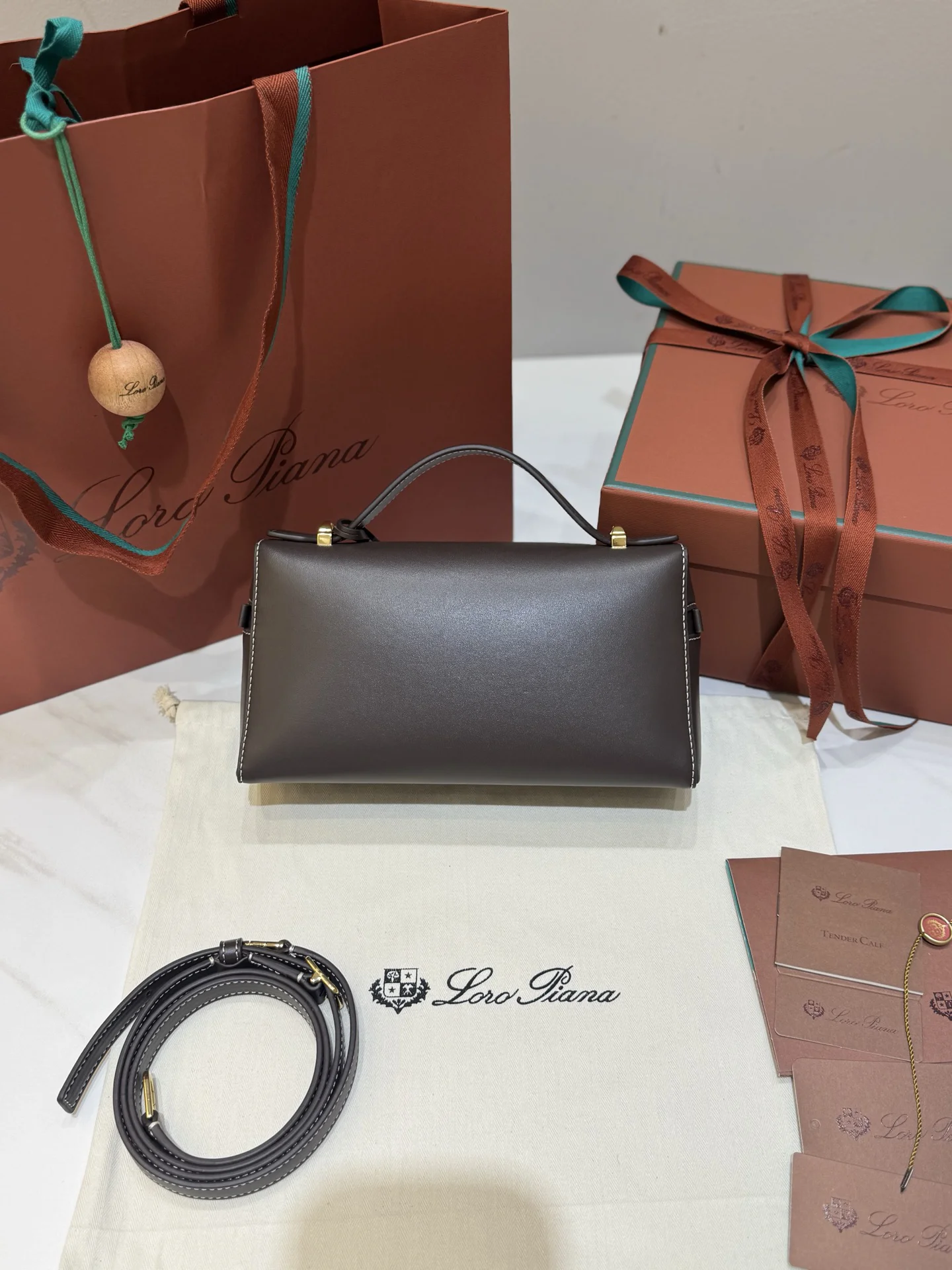 LORO PIANA Shoulder Bags Saddle Leather (Brown-Gold) 23X12XCM F50202608100458 - Image 2